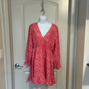 Floral Pink V-Neck Dress